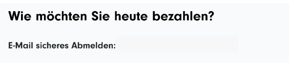 German checkout label: E-Mail sicheres Abmelden.