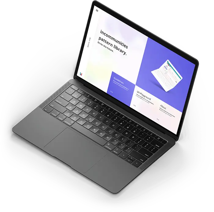 Laptop presenting the home screen of the Incommunities Pattern Library.